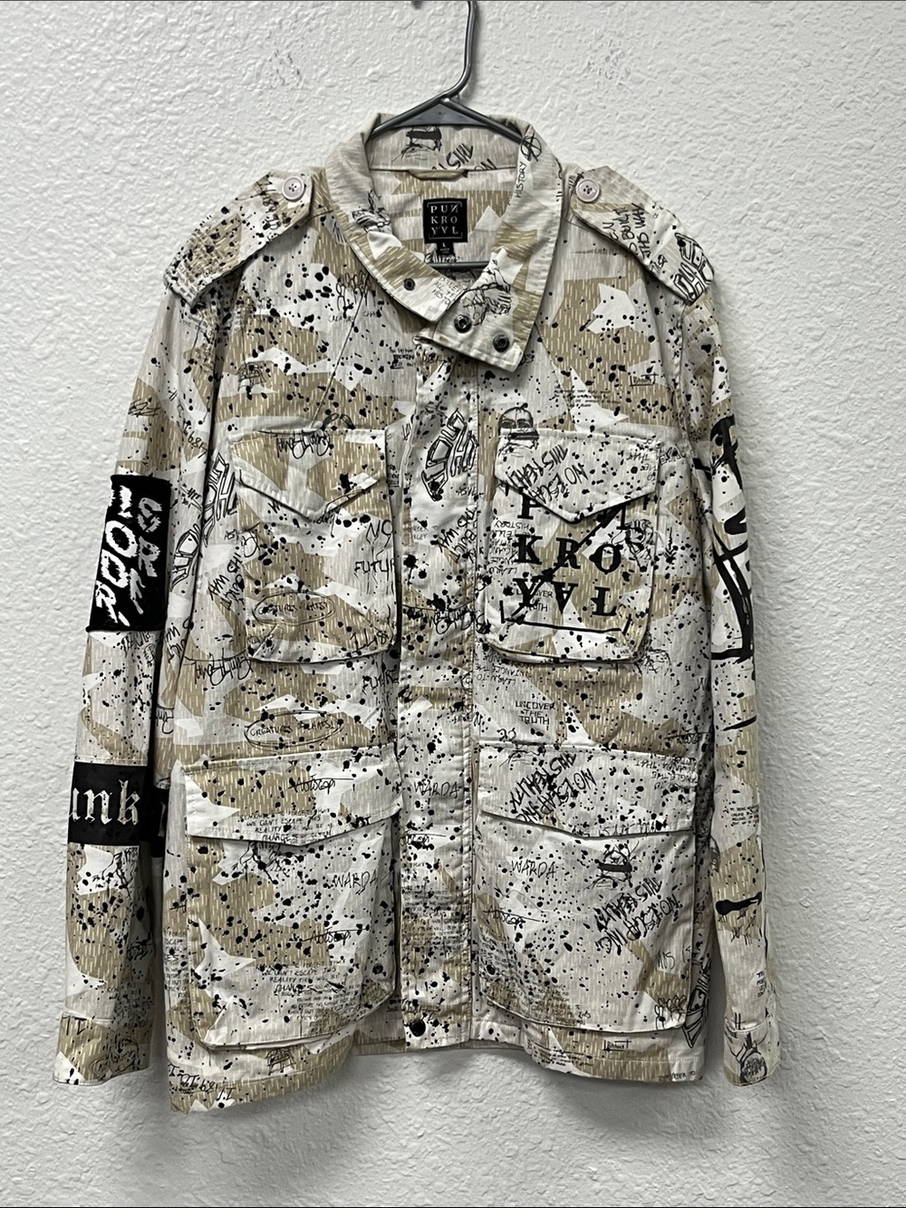 Punk Royal White and Tan Graphic Jacket